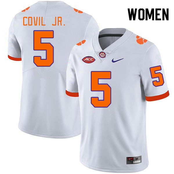 Women's Clemson Tigers Sherrod Covil Jr. #5 College White NCAA Authentic Football Stitched Jersey 23AE30VY
